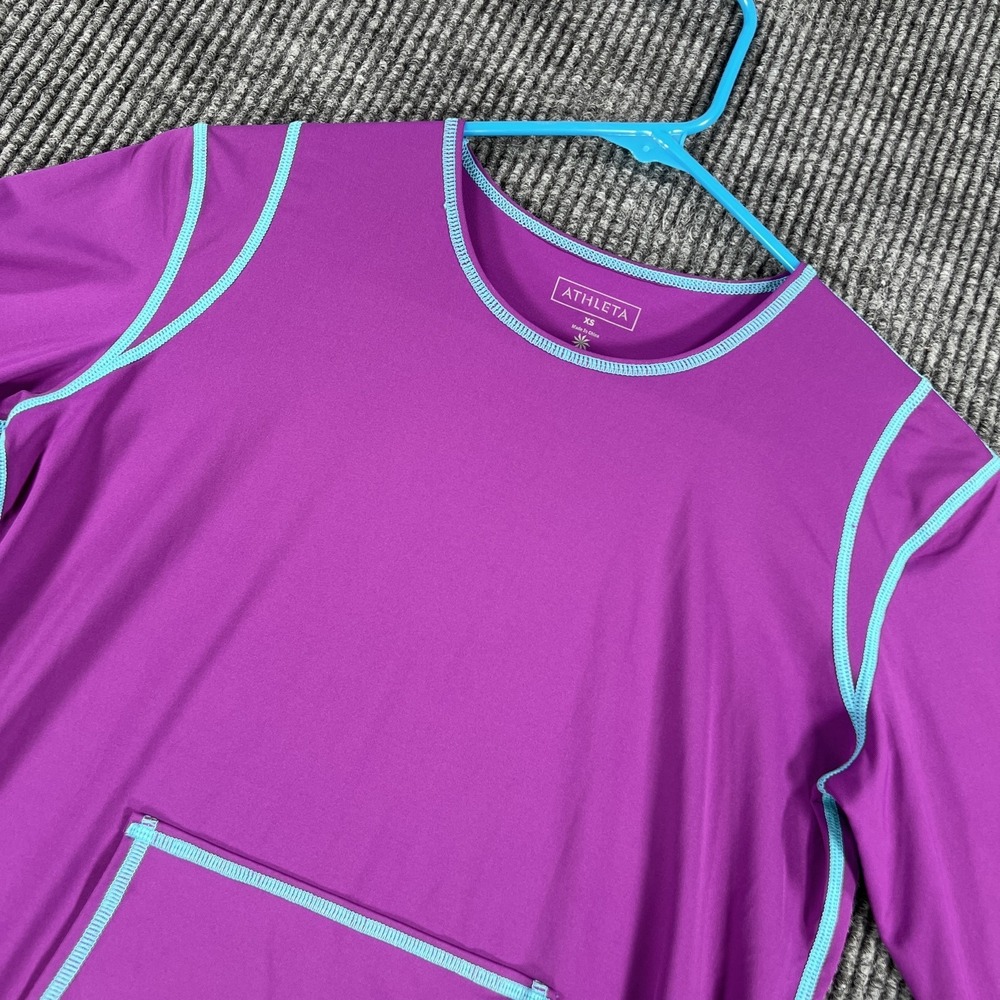 Athleta Shirt Womens XS Purple Long Sleeve Top Sun Protection UPF Pocket